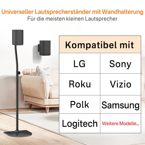 Universele surround luidsprekerstandaard paar, in hoogte verstelbaar van 83,82 cm tot 106,68 cm - luidsprekerstandaard achter voor LG, Vizio, Sony, Samsung De meest gangbare houders voor - Afbeelding 3