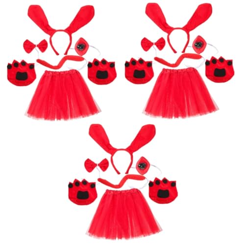 VALICLUD 3sätze Adorable Kostüm Für Wear-Resistant Hundekostüm Mit Rock Hundekopfband Und Pfotenschuhen Für Kindergartenfeiern Und Auftritte