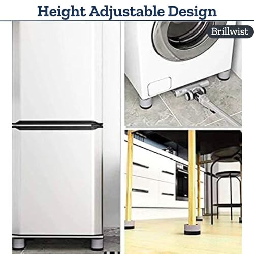 Image of Anti-Vibration Floor Pads, Noise Cancelling Shock Absorber Furniture Risers, Anti-Skid Floor Protection Rubber Support for Washing Machine, Dryers, Refrigerator (Pack of 4, Round)