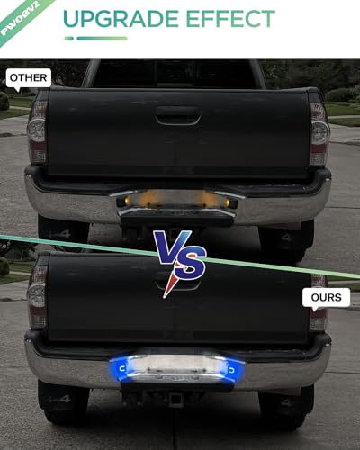 Image of White LED License Plate Lights for Toyota Tacoma 2005-2015 Tundra 2000-2013 | Full Blue U-Shape LED License Plate Lamp Assembly, 6000K White Rear Tag Lights, IP67 Waterproof, Plug & Play, Clear Len, 2PCS