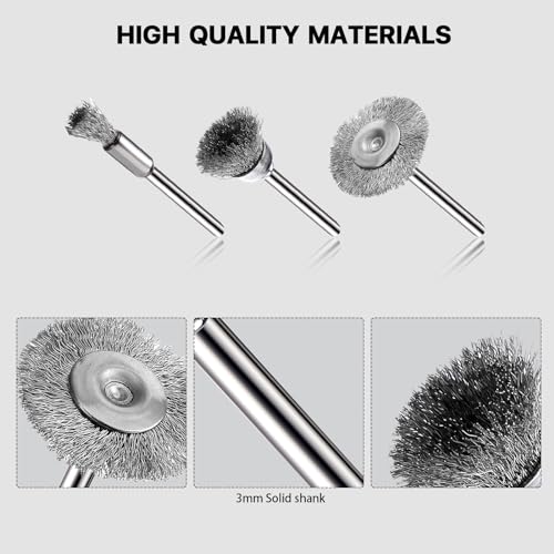 Image of 30 Pieces Stainless Steel Wire Brushes, Mini Wire Brush Polishing Wheel Kits for Dremel Rotary Tools (1 /8 Inch Mandrel)
