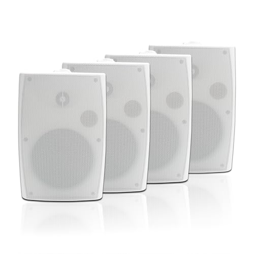 STUDIOFINIX Altavoces para Exteriores de 6.5 Pulgadas montados en la Pared, 800 W, Color Negro, solución de Audio Resistente a la Intemperie y de Alto Rendimiento (4 Altavoces) (Blanco)