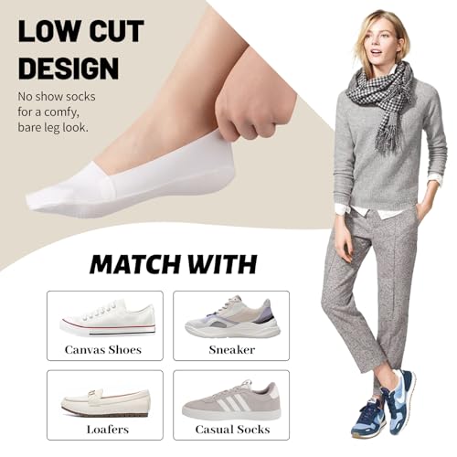Heatuff No Show Socks Womens Low Cut Non Slip Invisible Liner Thin Silk Socks for Flats Loafers (7 Pairs)2