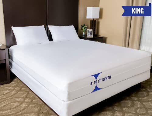 King Zippered Mattress Protector (8"-11" Depth) Waterproof Encasement Premium Quality Hypoallergenic Bed Cover Protects From Dust #TOP1