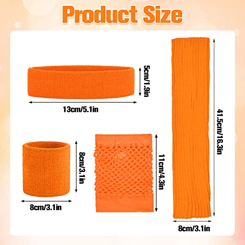 SPOKKI Leg Warmers Fishnet Gloves Headband Wristbands Neon Set, 80s Women Fancy Dress Costume Accessories - Image 2