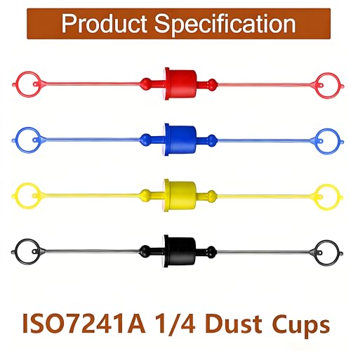 Image of 8 Pcs Hydraulic Quick Coupler Dust Caps & Plugs Set, Compatible with 1 /4 inch Flat Face Couplings for Bobcat Skid Steer, for John Deere Tractor