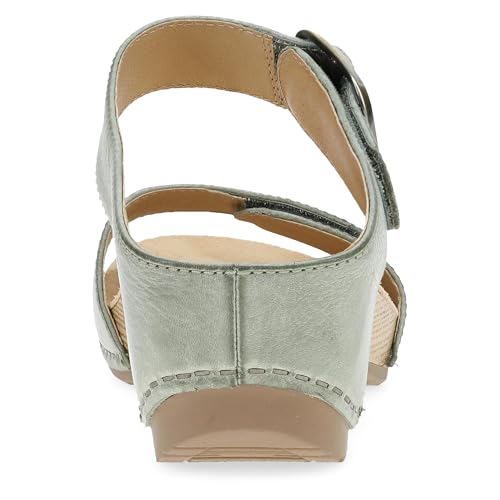 Image of Dansko Tanya Slip-On Wedge Sandal for Women - Cushioned, Contoured Footbed for All-Day Comfort and Support - Hook & Loop Strap with Buckle Detail - Lightweight Rubber Outsole