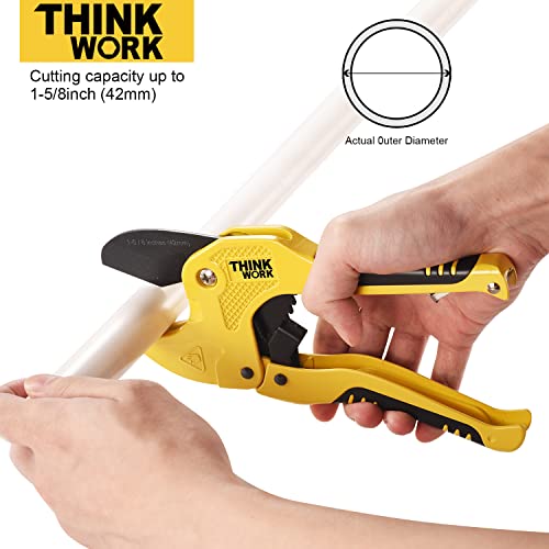 THINKWORK Plastic Pipe Cutter - PVC Cutter, Heavy Duty Ratchet Type Pipe Cutting Tool, for Cutting Outer Diameter 42 mm PVC PPR Plastic Hoses and Pipe, Suitable for Home Working and Plumber 2 THINKWORK Plastic Pipe Cutter - PVC Cutter, Heavy Duty Ratchet Type Pipe Cutting Tool, for Cutting Outer Diameter 42 mm PVC PPR Plastic Hoses and Pipe, Suitable for Home Working and Plumber - Image 2