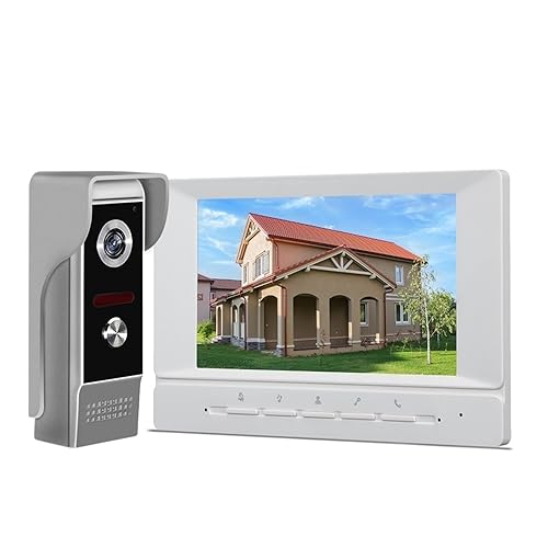 WAFOHSR Sistema De Videoportero con Cable, 7 Pulgadas, Kits Puerta Timbre Video, Compatible Monitoreo Desbloqueo For Villa, Hogar, Oficina, Apartamento Audio Bidireccional
