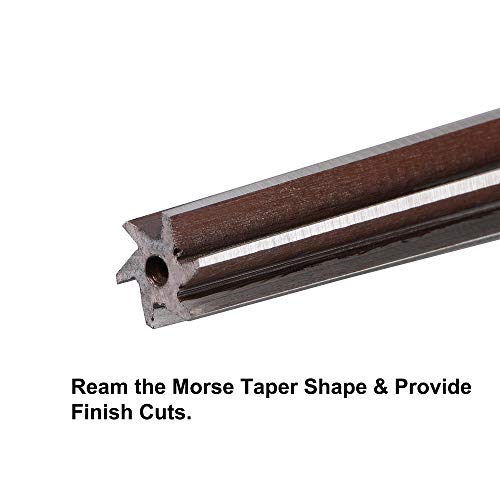 sourcing map MT2 Morsekegel Reibahle H8 Genauigkeit Kohlenstoff Werkzeug Stahl 6 Flöten Gerader Schaft Handreibahle Fräswerkzeug