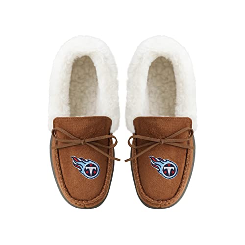 Image of FOCO Womens NFL Team Logo Tan Moccasin Slippers
