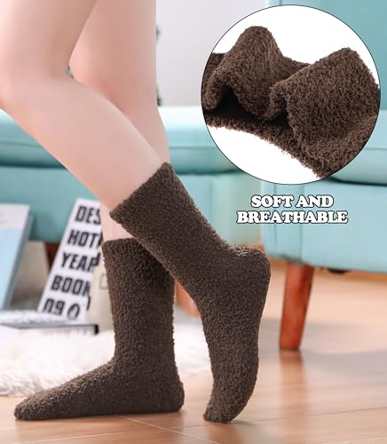 FNOVCO Womens Fuzzy Socks Super Soft Fluffy Winter Warm Cozy Home Sleeping Socks4