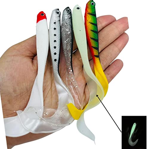 Kit 5 Iscas Artificiais Shad Grub 11.5cm 6gr Tucunaré Robalo