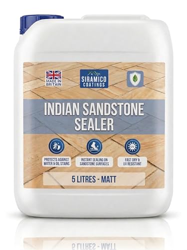 Indian Sandstone Sealer I 5 litres I Patio Natural Stone Sealer Driveway & Path Sealant I Waterproof & Weatherproof Protection up to 10 Years I Up to 50m Coverage
