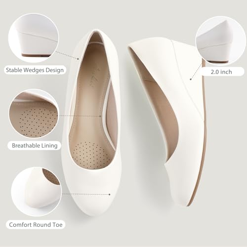 Image of Ankis Black Nude Silver Gold Wedges for Women, Low Heel Women's Wedge Comfortable Closed Toe Women Pumps Dress Shoes -2Inch