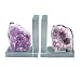 AMOYSTONE Heavy-Duty Amethyst L-Shaped Glass Bookends, 1 Pair (4-6 LBS) – Stylish Decorative Bookends for Shelves with Non-Skid Base, Multi-Functional Home Office Book Support
