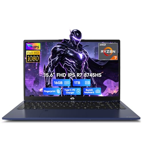 Image of NIMO 15.6 inch AI-Ready Light Gaming Laptop, AMD Ryzen 7 8745HS Radeon 780M Graphics, 16GB DDR5 512GB SSD, FHD, USB4, 100W USB-C PD for Creative Projects, College Creators & AI Work, 2-Yr Warranty