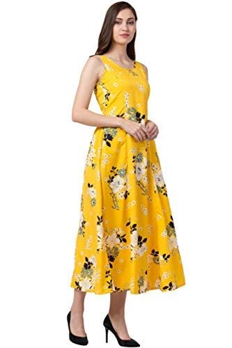 Image of PALOMI Floral Print Cut Sleeves Maxi Dress with Pocket for Girls & Women
