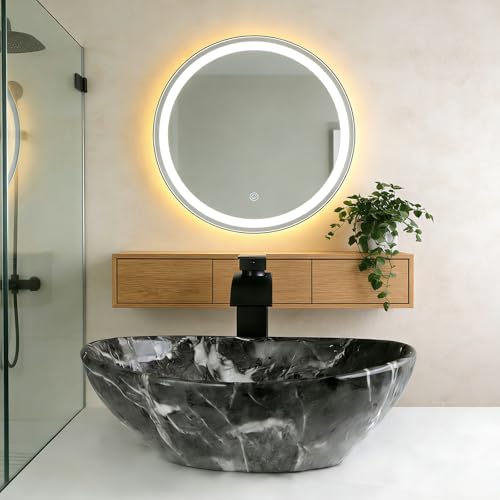 Ceramic Oval Black Bathroom Vessel Sink with Faucet