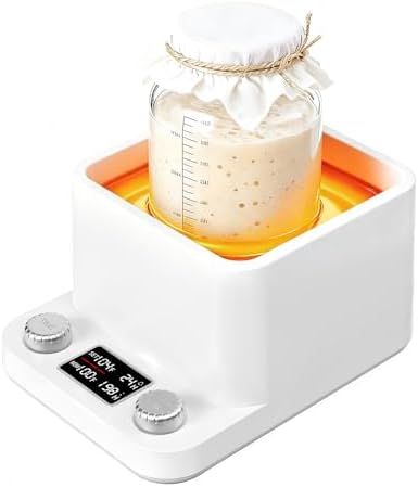 MQFORU Water Bath Sourdough Starter Warmer | Precise 1°F Thermostat Control (70-104°F) Sourdough Warmer | 1-198H Smart memory Timer | 360° Uniform Warmer | Fermenter's Dream for Home Baking (White)