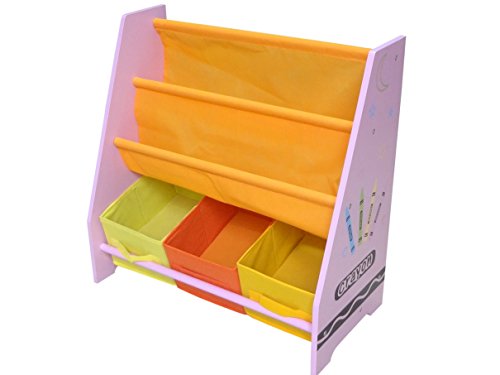 Kiddi Style les Enfants Bois Bibliothèque en toile multicolore, étagère rangement pour enfant