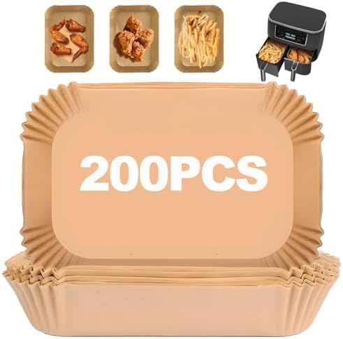 Air Fryer Disposable Paper Liner For Ninja Dual,100PCS Non-Stick Air Fryer Liners Rectangle 22x14cm, Air Fryer Parchment Liners For Ninja DZ201, Ninja Foodi Dual Air Fryer Accessories Baking Paper: Baking Mats