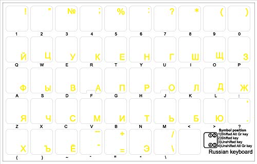Pegatinas teclado ruso cyrílico amarillo transparente miniatura 2