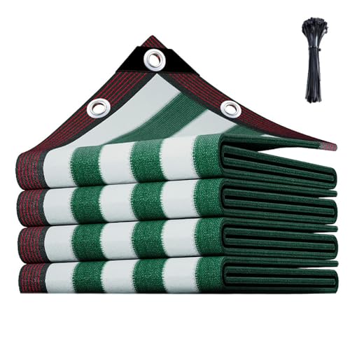 Privacy Screen Fence Custom Sizes Garden Shade Cloth UV Protection Weather-Resistant,Shield for Deck, Patio, Backyard,Outdoor Pool, Porch, Railing,Pergola, Backyard Sunshade (Green and White Stripes)
