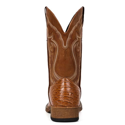 Image of IUV Cowboy Boots for Men Western Boots Square Toe Mid Calf Cowboy Boot