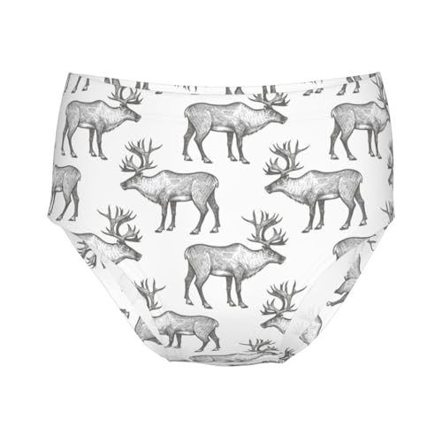 North America Of Reindeer Girls' Underwear Soft Cotton Little Girls Panties Comfort Briefs