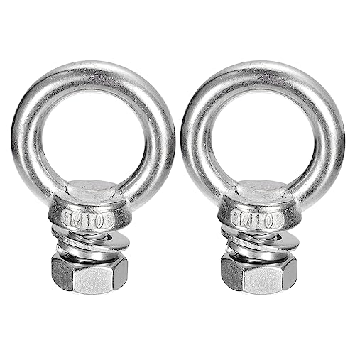 Image of uxcell Lifting Eye Bolt, 2 Sets M10x18mm Eye Bolt with Nut Washer 304 Stainless Steel Shoulder Lifting Ring Eye Bolt for Hanging Item