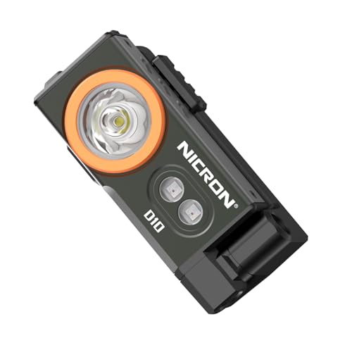 NICRON D10 EDC Flashlight Rechargeable500 Lumens 3 Sources Pocket Compact RGB Flashlight with Headlamp StripMagnet Base for Fishing Outdoor Working