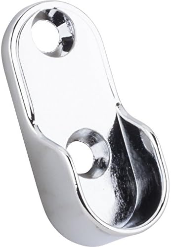 ELEMENTS Pack of 6- Oval Chrome Mounting Bracket for Oval Closet Rod Screw-in Type