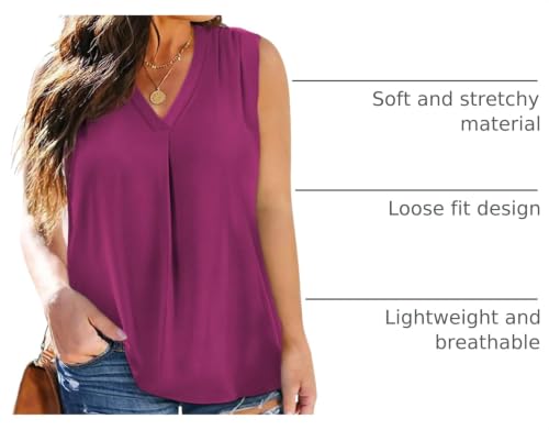 Image of Eytino Womens Plus Size Tank Tops Summer Sleeveless V Neck Casual Loose Chiffon Blouse Office Work Shirts(1X-5X)