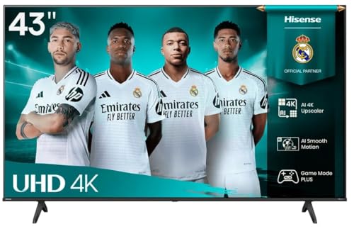 Hisense 43-Inch 4K UHD Smart TV (43A61Q 2025) VIDAA OS | Dolby Atmos & Dolby Audio | Game Mode PLUS (VRR ALLM) | 4K AI Upscaler Voice Remote Wi-Fi Bluetooth HDMI eARC