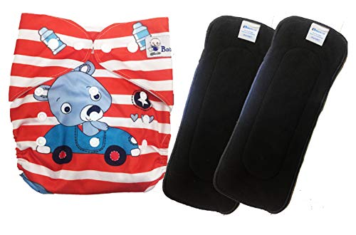Image of Babymoon (Set of 3-1 Cloth Diaper with 2 5Layesr Bamboo Insert) Premium Adjustable Reusable Washable Cloth Diaper for Baby