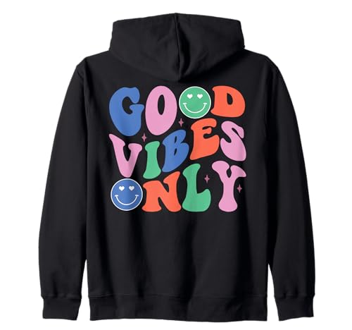 Good Vibes Only Peace Sign Love anni '60 '70 Retro Groovy Hippie Felpa con Cappuccio