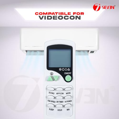 Image of 7SEVEN Compatible with Videocon AC Remote Control Model 7 Suitable for 1 1.5 2 Ton Split and Window Air Conditioner - Match Each Key by Key Exactly with existing AC Remote Function