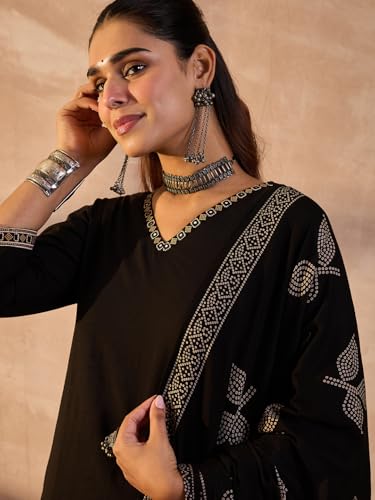 Image of INDO ERA Women's Pure Cotton Solid Solid kurta & Pant with Dupatta Set | Cotton Kurta Set For Woman