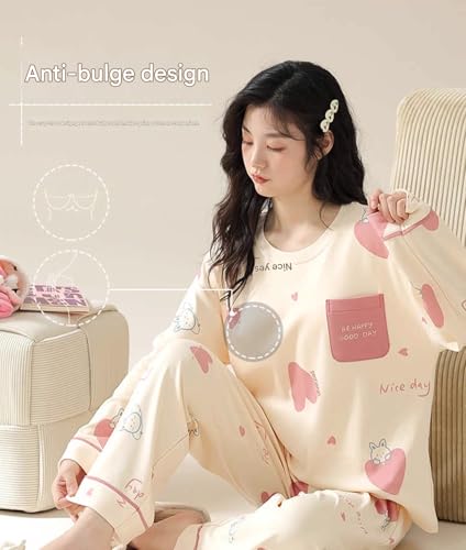 Image of Celary Women's Korean Night Suit Set | Round Neck Full Sleeve Top & Printed Ankle Length Pyjama | Skin-Friendly Fabric Soft Breathable Stretchable Loungewear | M to 2XL