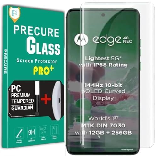 Image of PreCure UV Tempered Glass Screen Protector for Motorola Edge 40 Neo 5G - Full Adhesive Curved Glass, 9H Hardness, HD Clarity