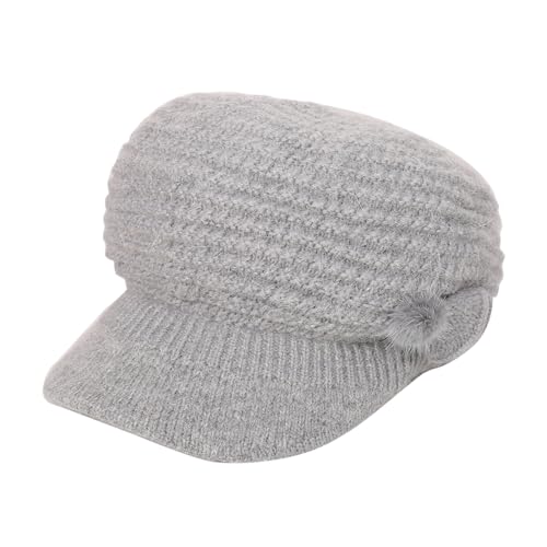 Che Cap   Gorro de punto liso teñido colorido con encanto de letra, gorro de punto para mujer, gris, Talla única