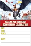 20x Dragon Adventure Inspired Birthday Invitations and Envelopes – Fill-in Happy Birthday Party Invitations for Kids, 6X4 Inches, Postcard Style