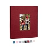Cherrich Photo Album 8x10 Linen Picture Book 26-Page Album Holds 52 Photos Art Presentation Folder for Picture or Certificates Storage Red
