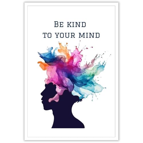 Trendy Be Kind To Your Mind Poster Positivity Mental Health Quote Wall Art Lose Your Mind Prints Painting For Living Room Bedroom Office Wall Decor 12x16in Unframed