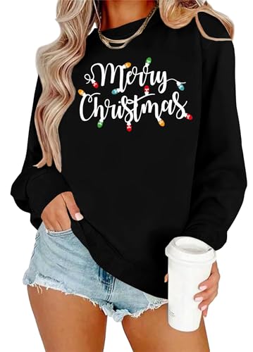 hohololo Weihnachts Sweatshirt Damen Weihnachtspullover Merry...