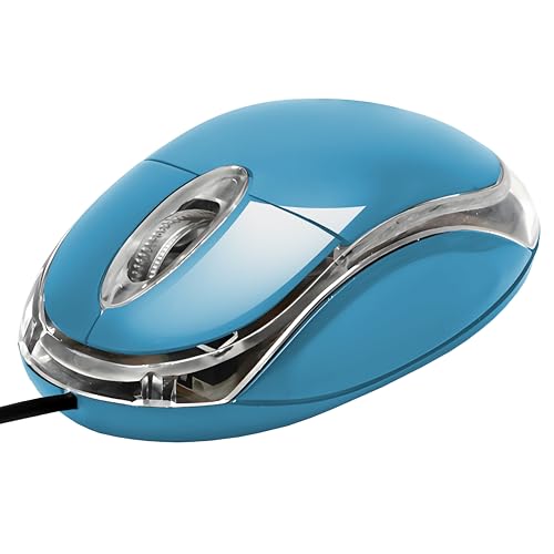 APM - Ratón óptico con Cable, Color Azul, ambidiestro, retroiluminación, 800 dpi, 3 Botones, Compatible con PC Mac portátil, 100122