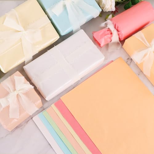 Image of BEISHIDA 7 Colors Pastel Tissue Paper Bulk, Metallic Glitter Wrapping Tissue Paper for Gift Bags, DIY Crafts Gift Wrapping Birthday Wedding Holiday-70 Sheet /20 x 14 Inches