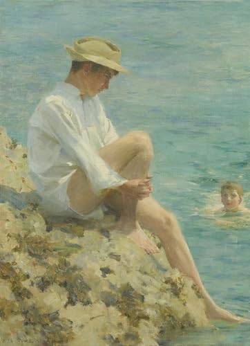 Impression Tableaux Peinture sur Toile Henry Tuke Garçons se baignant Déco Murale Nordique 60x90