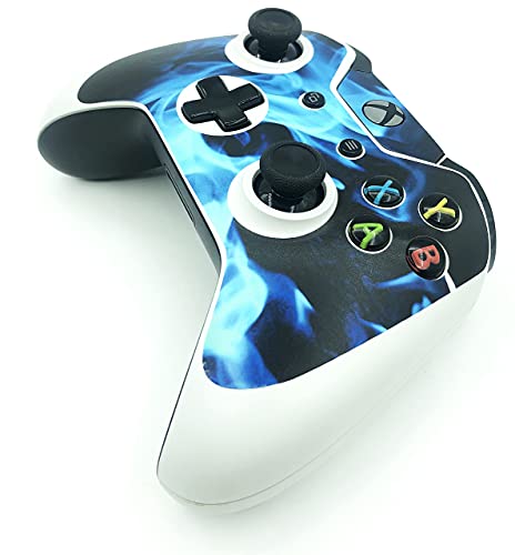 Uushop Protective Vinyl Skin Decal Cover For Microsoft Xbox One Console Wrap Sticker Skins With Two Free Wireless Controller Decals Blue Fire Flame(Not For One S Or X) #TOP4
